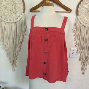 Express Dark Coral Button Detail Tank Top large